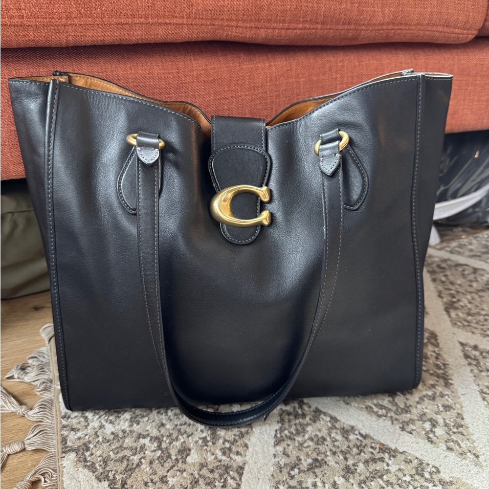 Coach Black Leather Theo Tote - Picture 2 of 9
